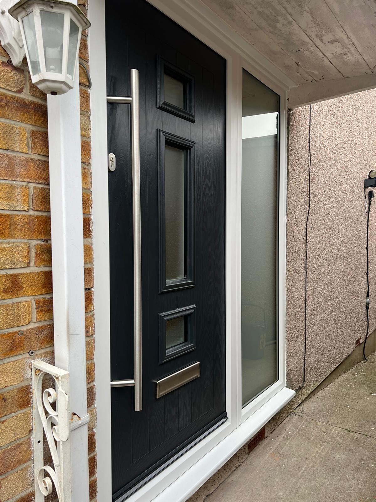 Verona Composite Door with Screen Anthracite Grey Pull Handles Fitted DIYUPVC